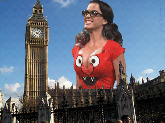 Big Ben and elmo monster. .. I don;t know what your smokin, but since when is that the cookie monster?