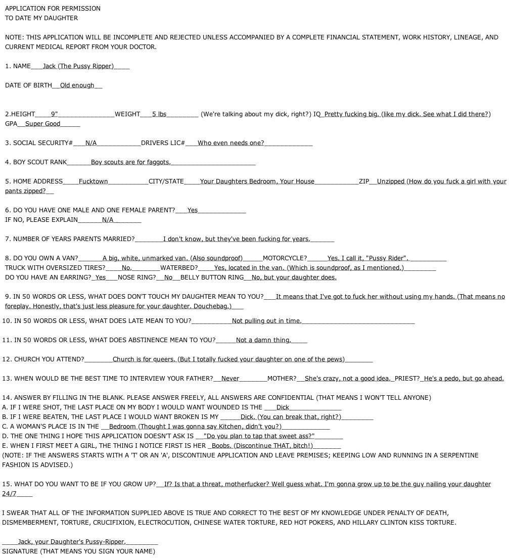 Application to date my daughter :)