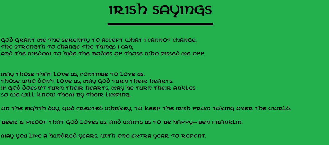 Irish sayings.