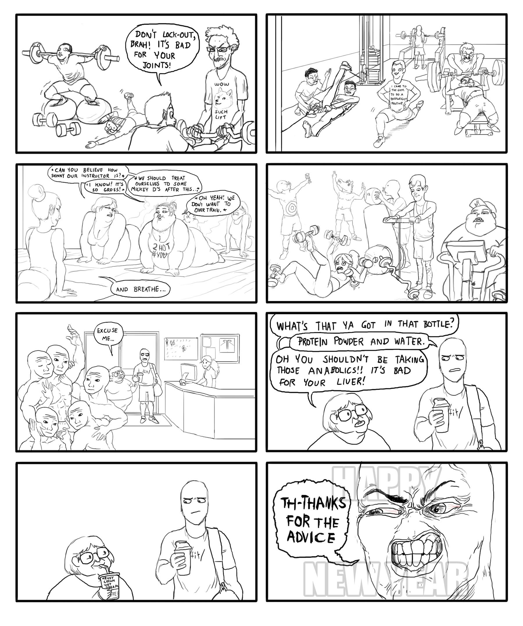 new years resolutioners at the gym comic