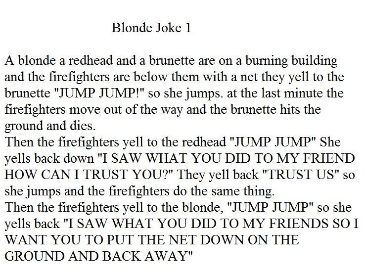 Blond brunette and redhead jokes