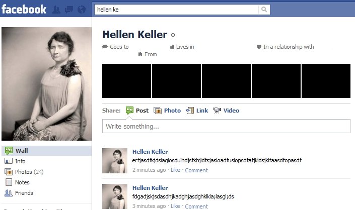 Helen Keller Facebook