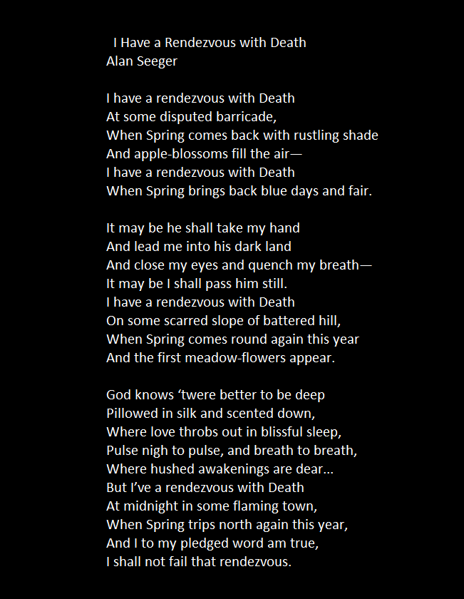 i have a rendezvous with death poem i have a rendezvous with death poem