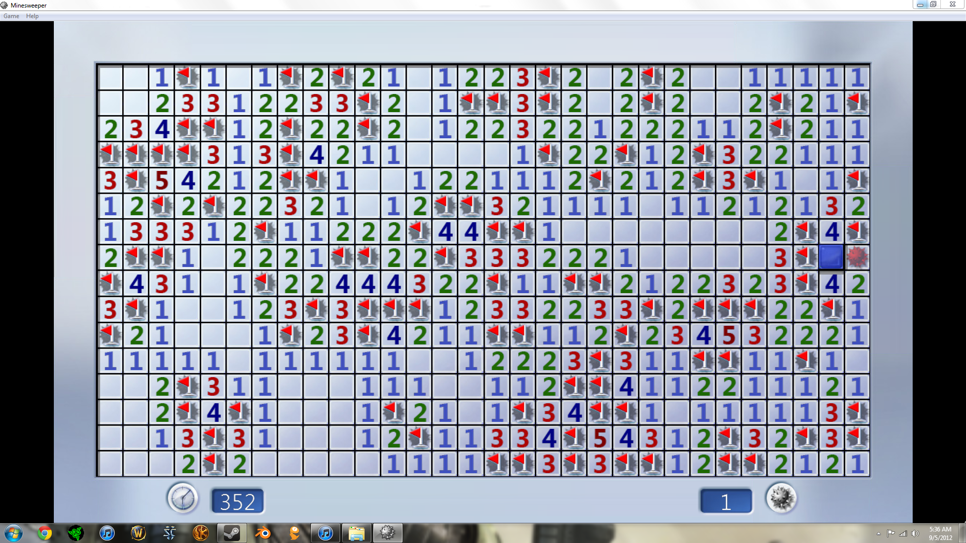 Minesweeper hates me. .. did this on purpose.. its solvable