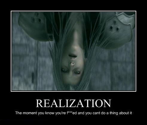 Sephiroth Realization. Its just a picture of sephiroth in final fantasy advent children.
