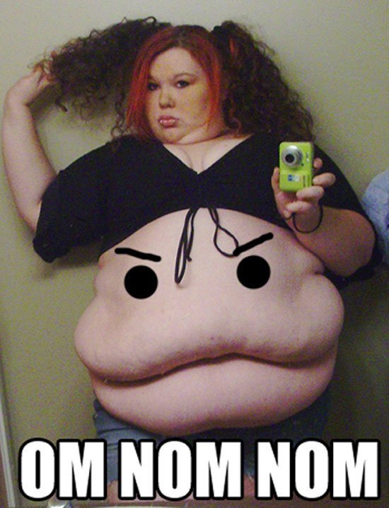Why fat girls dont wear short tshirts. Fat girl thinks she is really hot, so gets a little confident and takes a picture of herself with a belly-top. Bad idea..