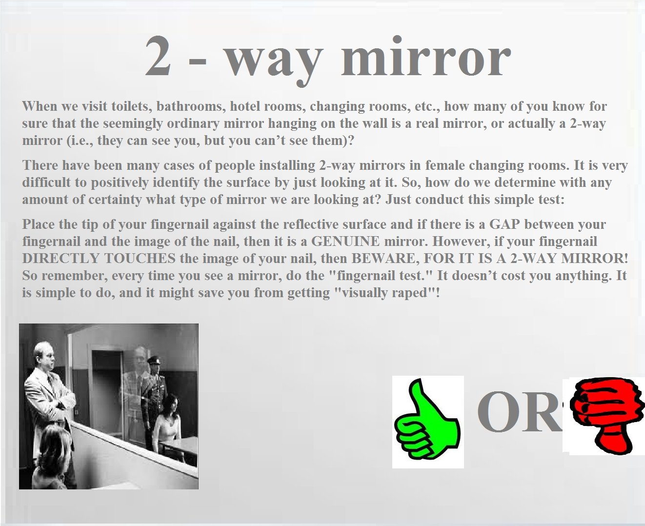 2 Way Mirror Test
