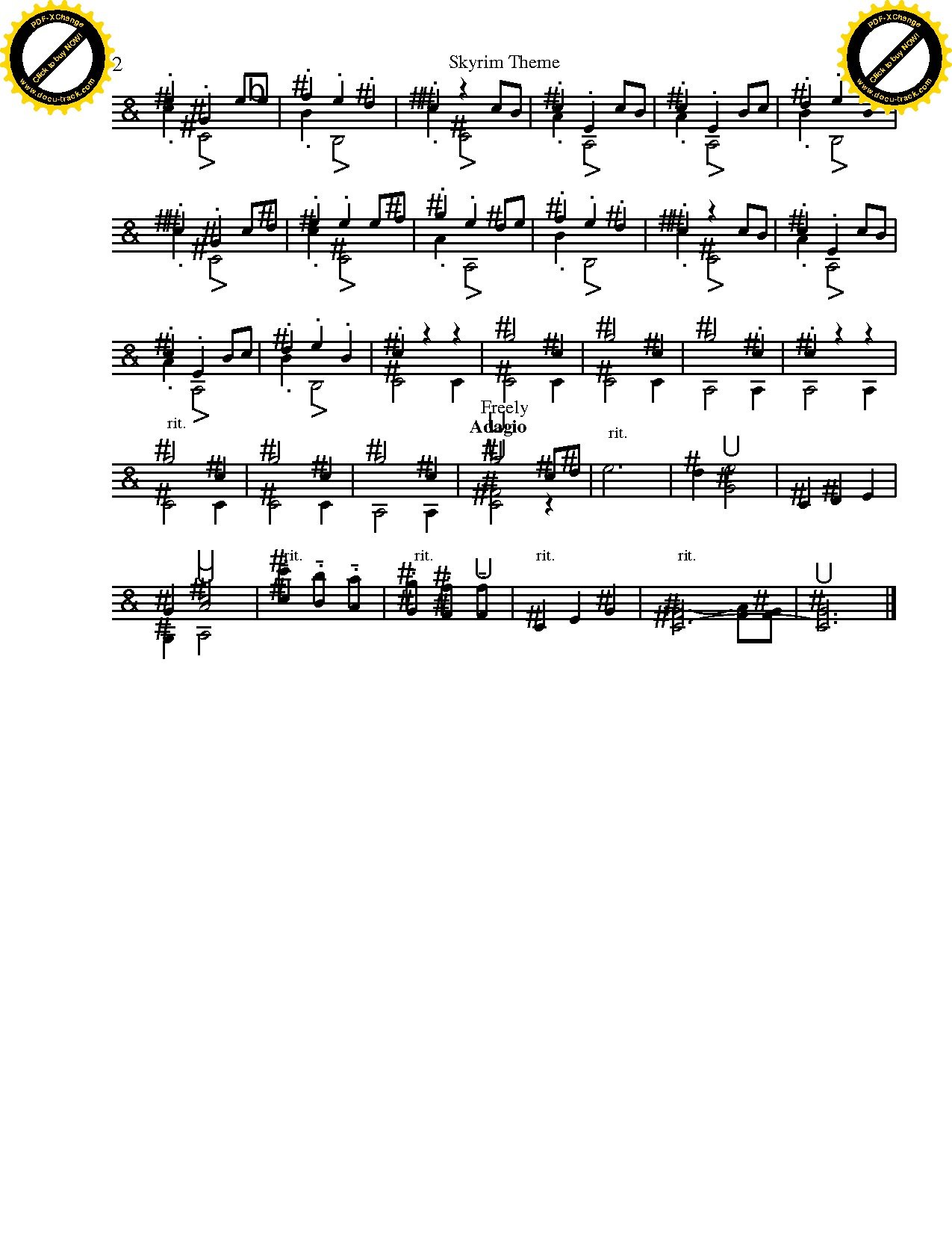 Skyrim theme for trumpet page 2.