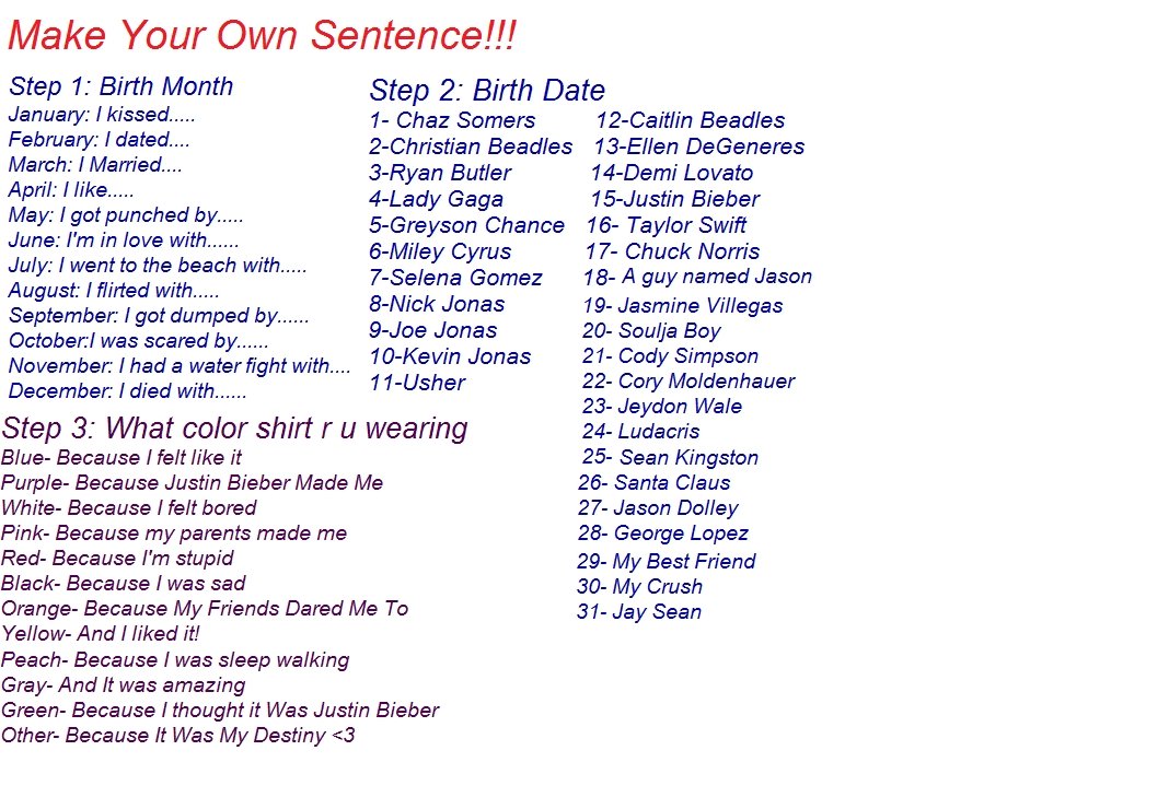 Make Your Own Sentence FOUR 