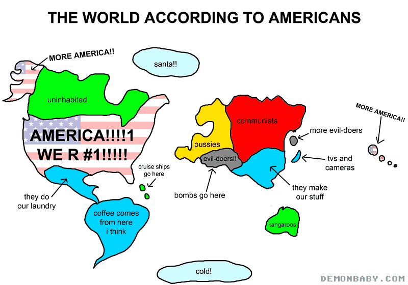 American map of world