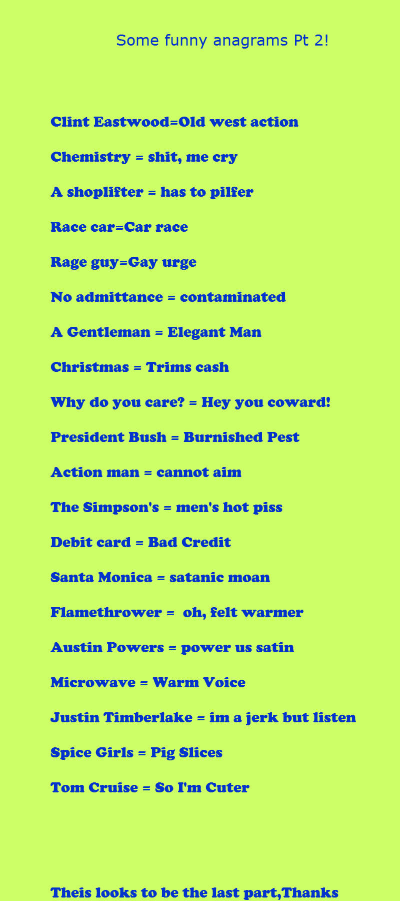 Some funny anagrams pt.3