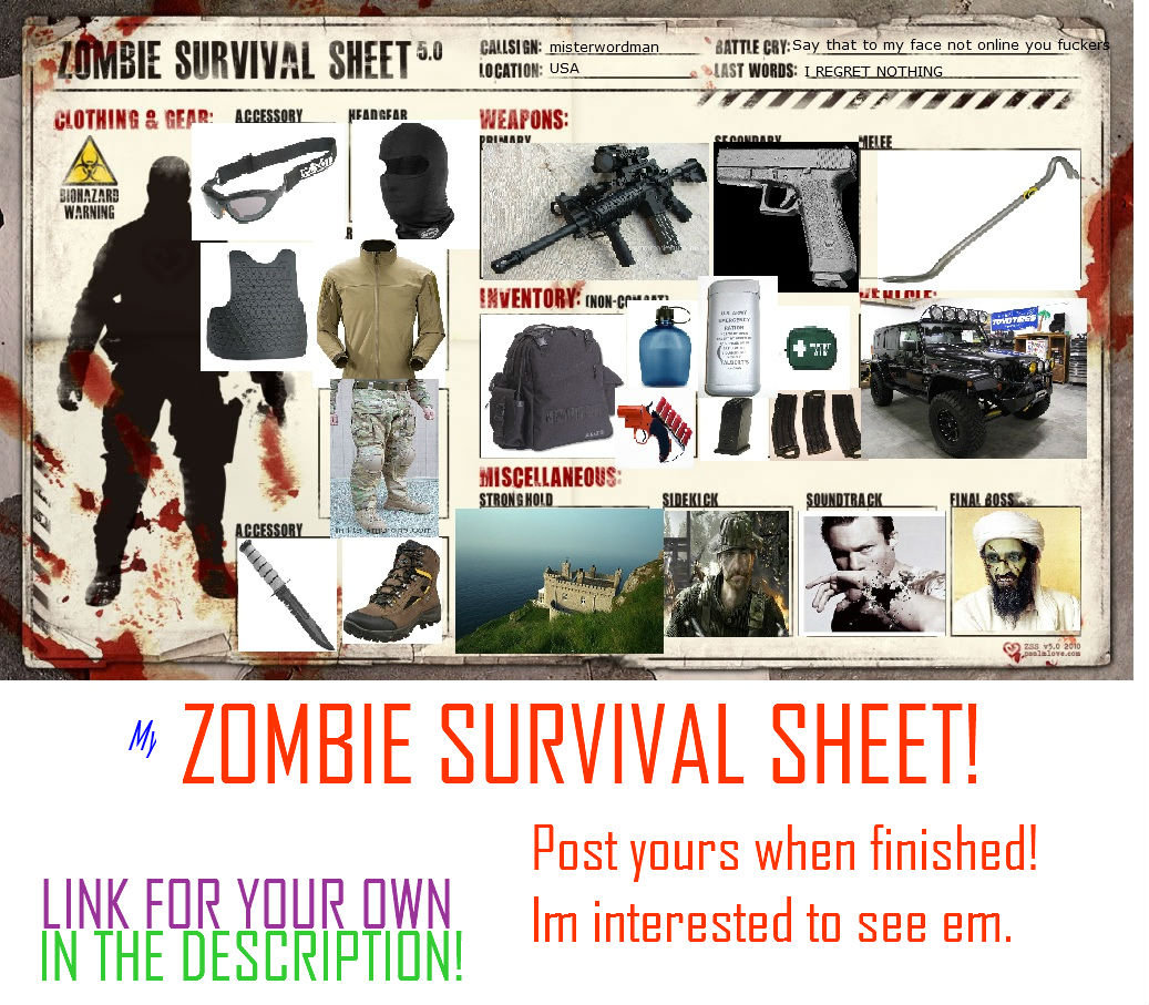 Zombie Survival Sheet!