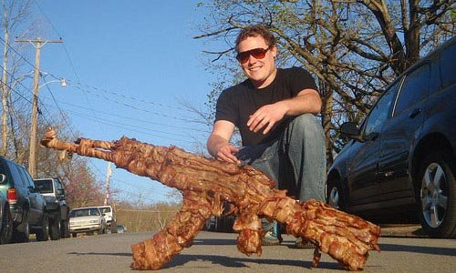 Image result for A Gun made out of Bacon?