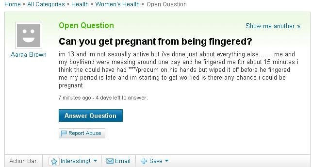 Odds of getting pregnant from fingered