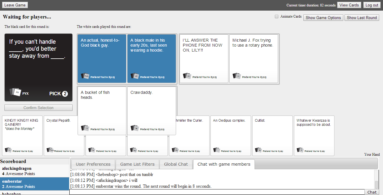 Cards against humanity onlined