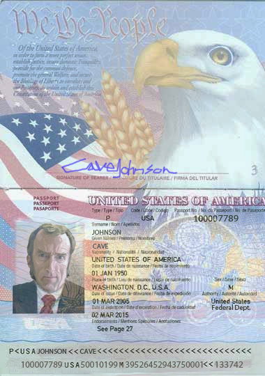 Cave Johnsons passport (Original)