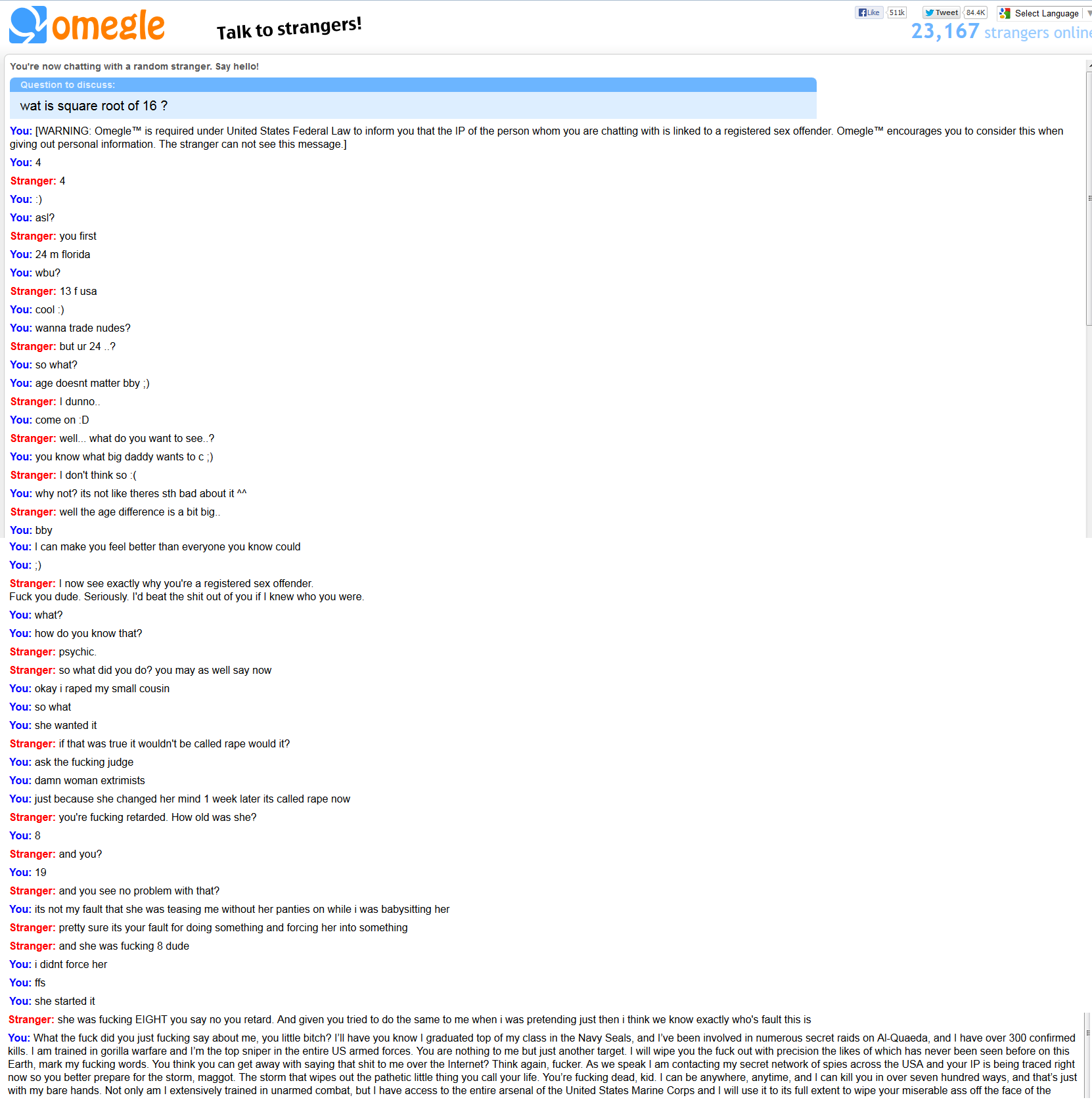 Sex offender message omegle Omegle admin