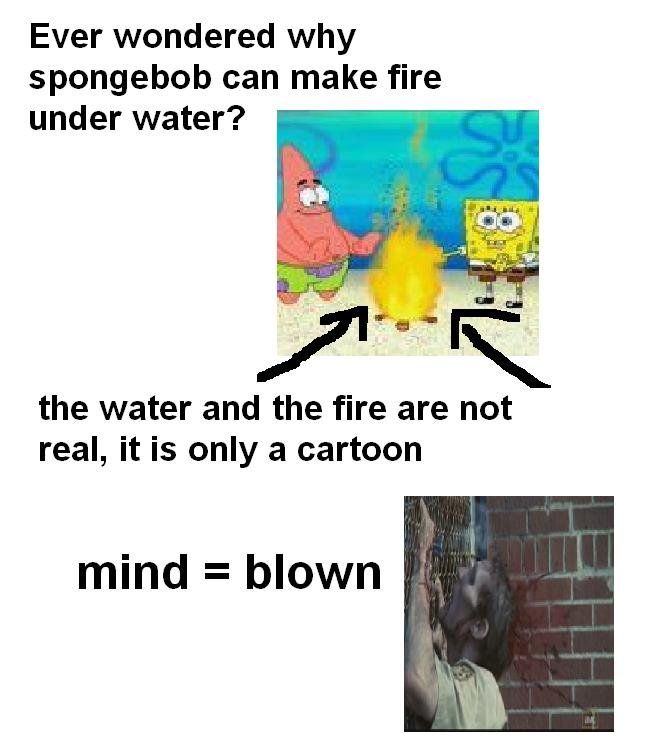 spongebob underwater fire
