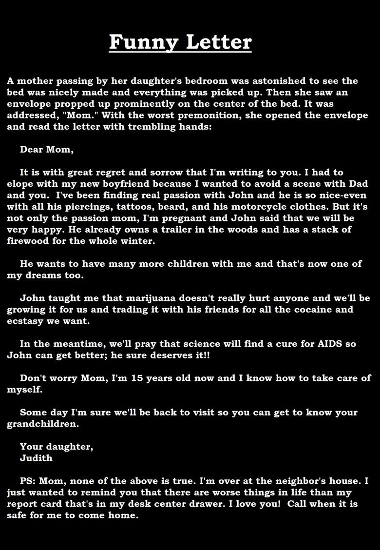 Letter to mom.