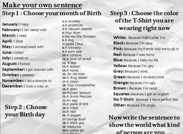 MAKE YOUR OWN SENTENCE
