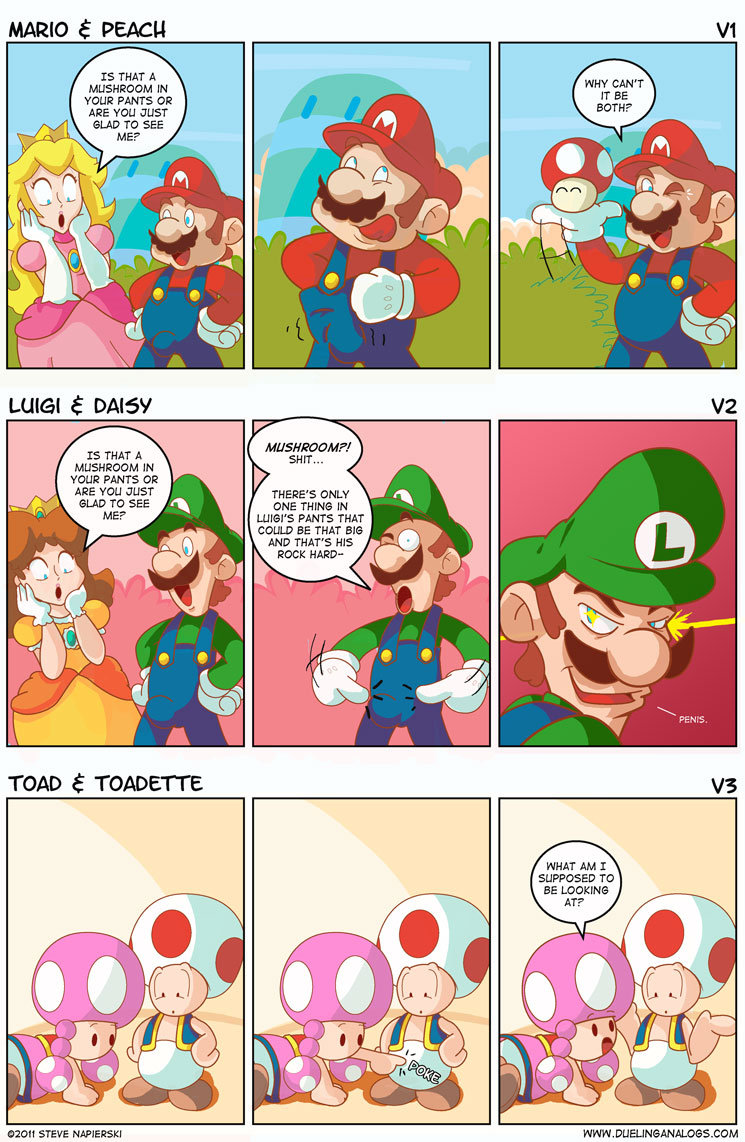 Mario luigi and toad.