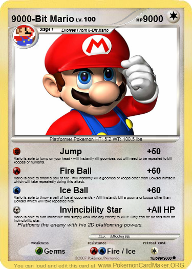 Mario Pokemon Card