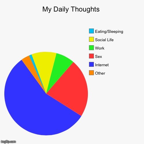 My average daily thoughts in a pie chart
