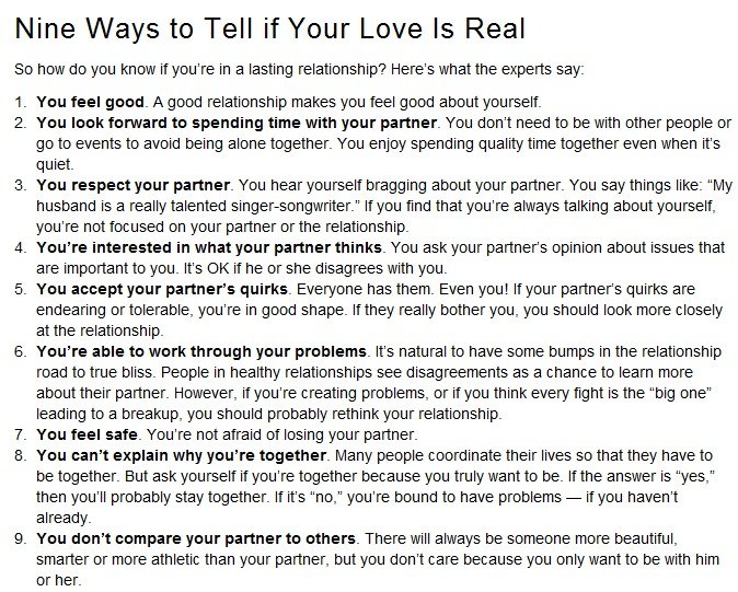 nine ways to tell if your love is real