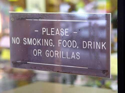 Image result for no gorillas sign