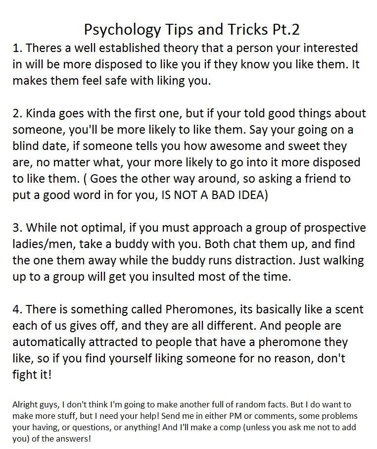 Psychology Tips and Tricks Pt.2