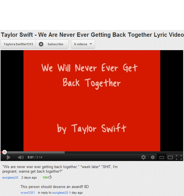 We Are Never Ever Getting Back Together